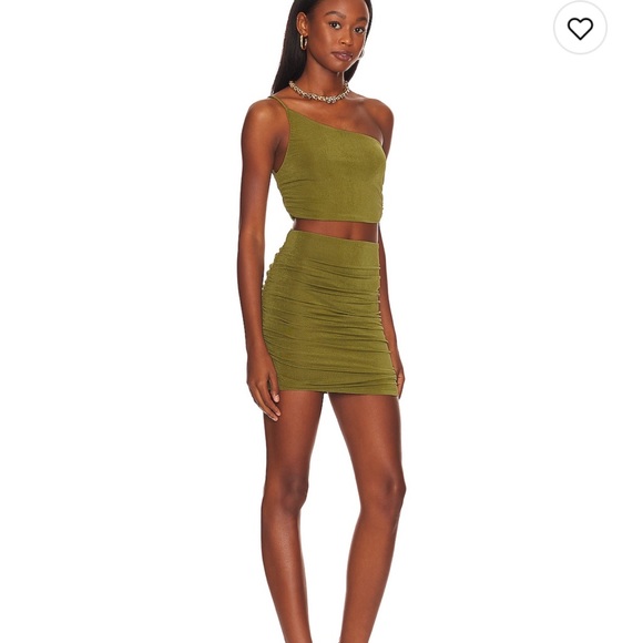ALL THE WAYS Denice Ruched Skirt Set in Green - Picture 1 of 5